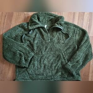 FP Movement by Free People Olive Green Sherpa Half-Zip Pullover